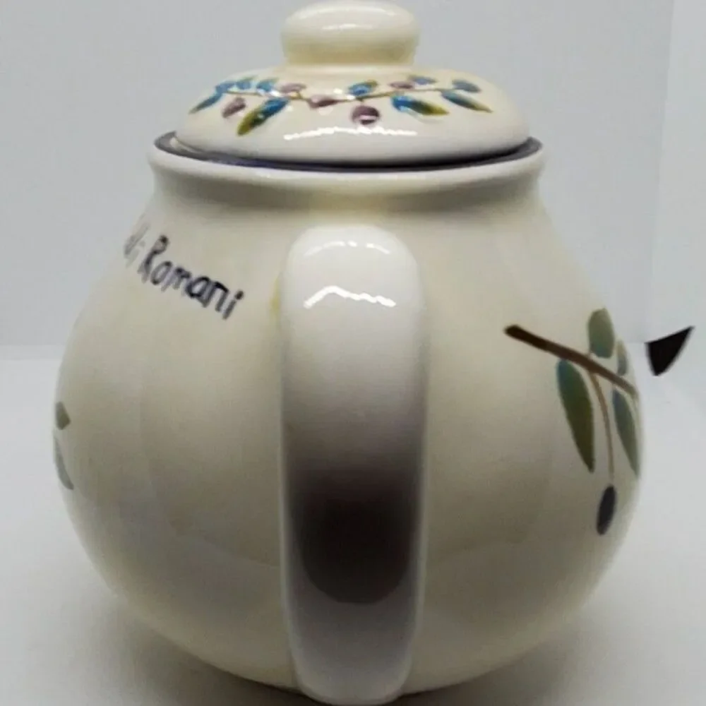 Vintage Casa Elite Olives Leaves Teapot Olive Dei Calli Romani Italian Cottage